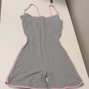SKIMS Soft Gray Chemise with Pink Accents